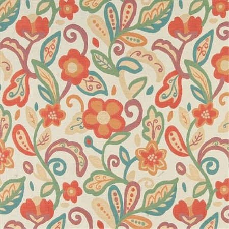 DESIGNER FABRICS Designer Fabrics K0023A 54 in. Wide Teal; Green; Orange And Beige; Floral Contemporary Upholstery Fabric K0023A